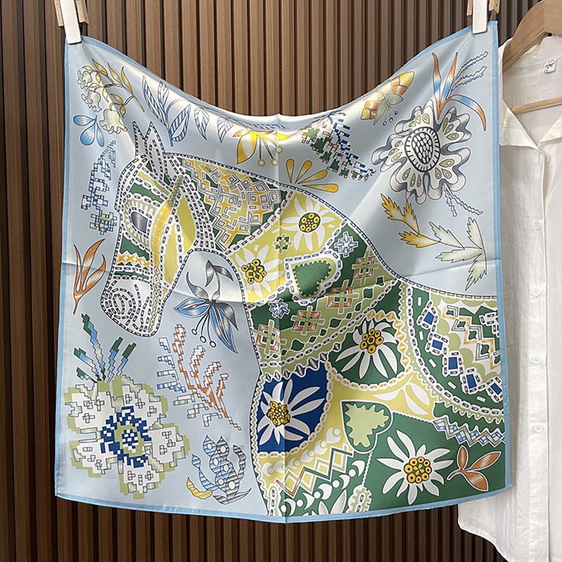 Women'S Accessories Handbags - Foulard Quadrato Verde Boho con Motivo