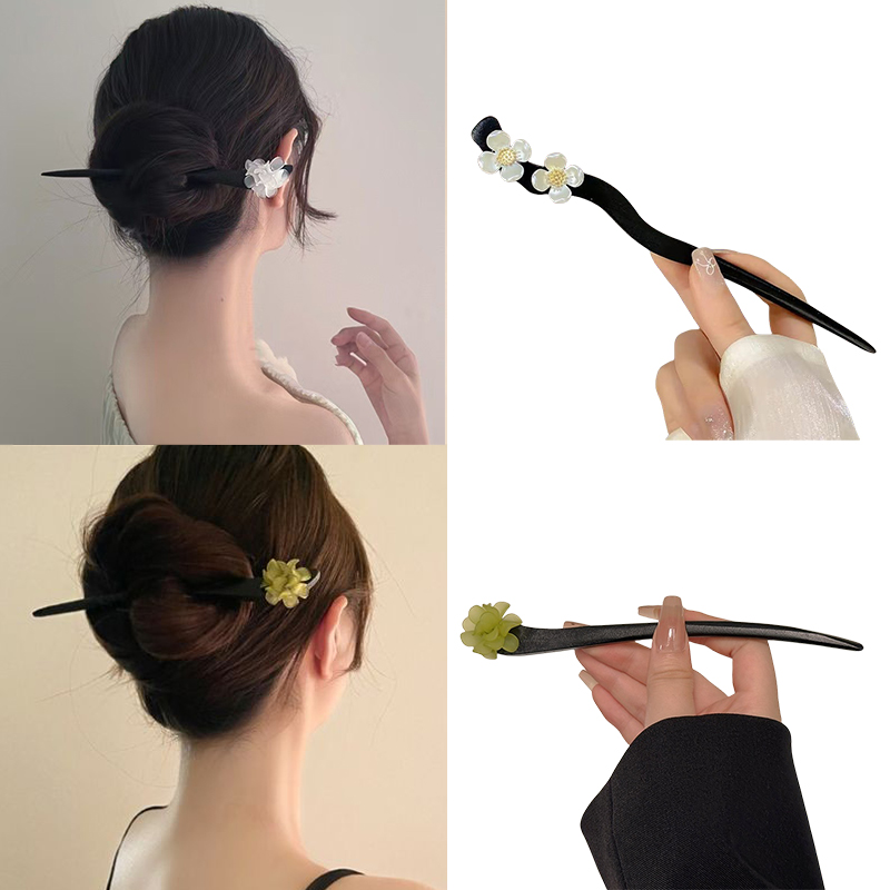 Hair Fork Stick - Bastoncini per capelli con fiori in