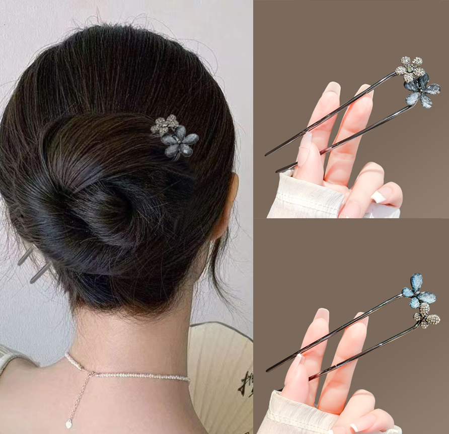 Hair Fork Stick - Forcina per capelli vintage floreale a