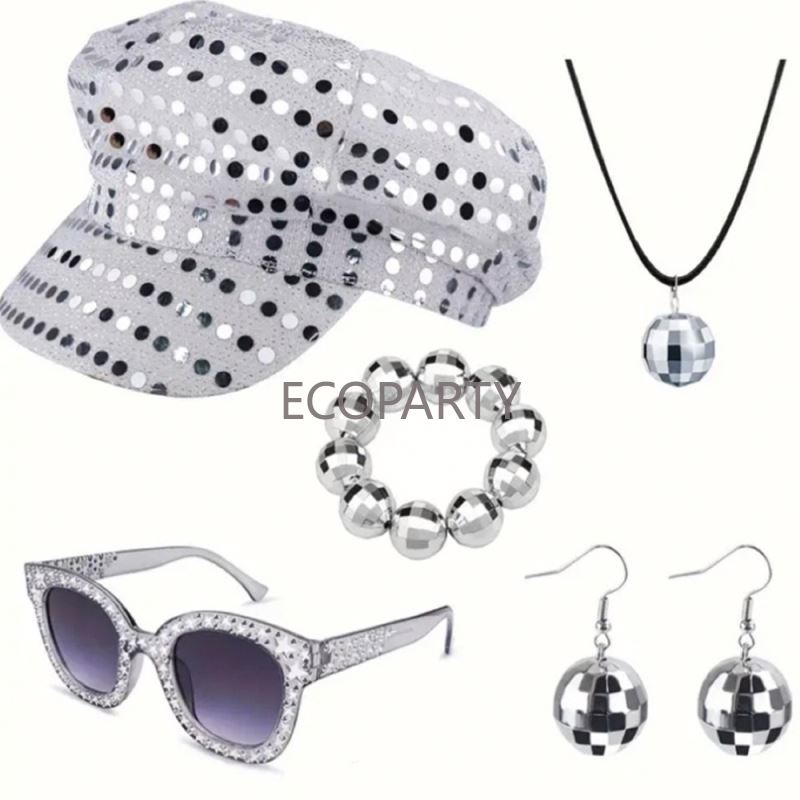 2024 3PCS/5PCS 70s Costume da  - Women'S Accessories In The 70S recensione e prezzo